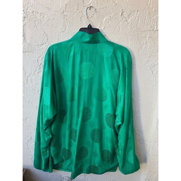 Vintage Mode Elegante 100% Silk Green Chinese Jacket SZ L Kowloon Hong Kong RARE - Picture 7 of 10